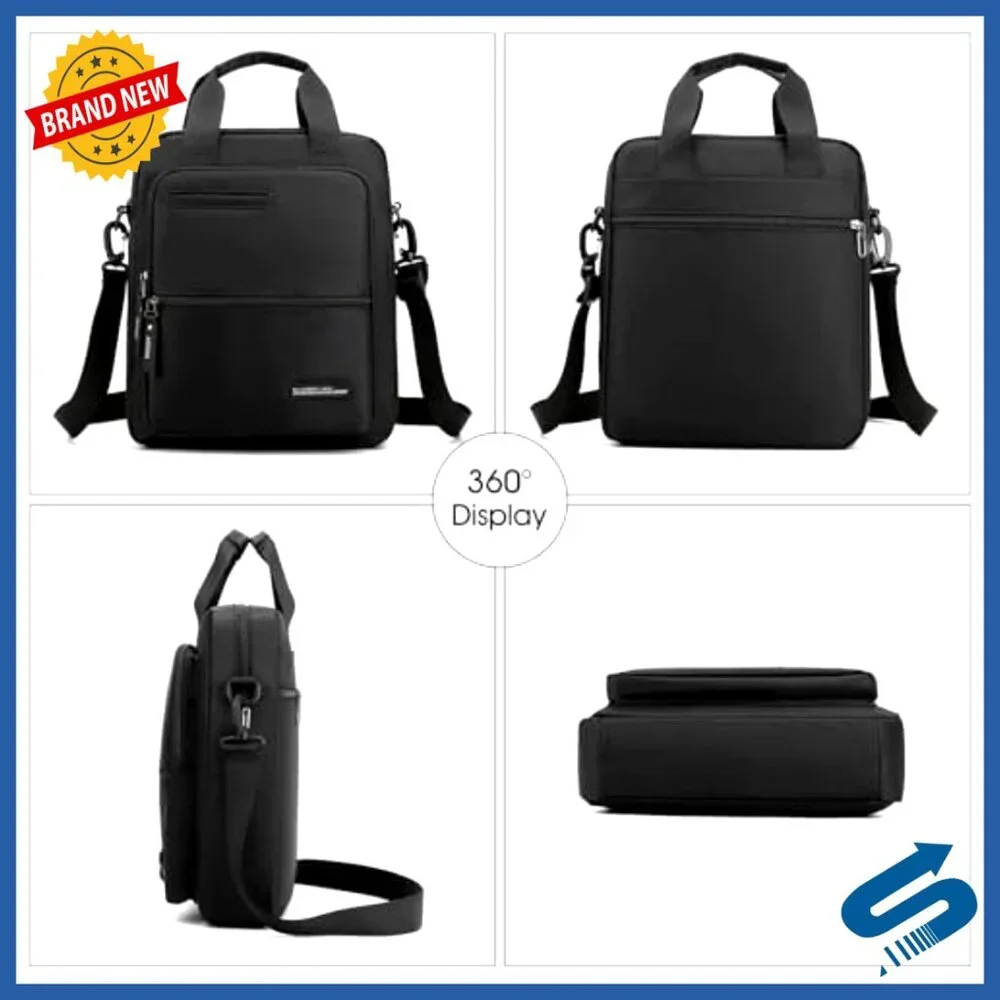 Men's Nylon Messenger Bag for 14-Inch Laptop, Water Resistant, 9 Pockets
